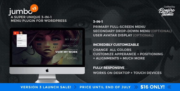 Jumbo – A 3-In-1 Full-Screen Menu For Wordpress