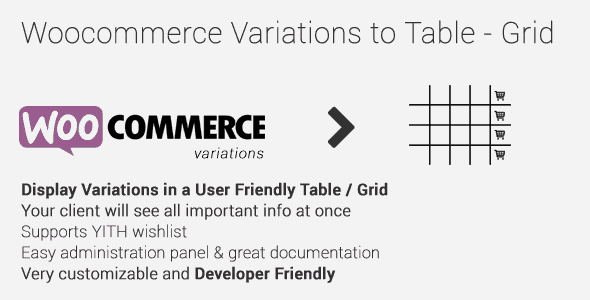Woocommerce Variations To Table-Grid