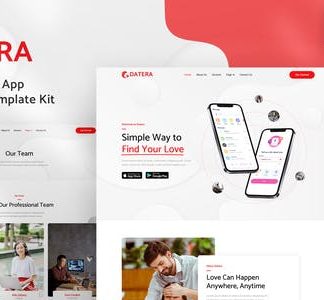 Datera – Online Dating Mobile App Landing Elementor Template Kit