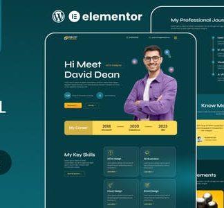 DavidDean – Personal Portfolio & Resume Elementor Template Kit