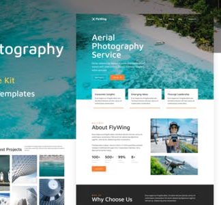 FlyWing - Drone Aerial Video & Photography WordPress Elementor Template Kit