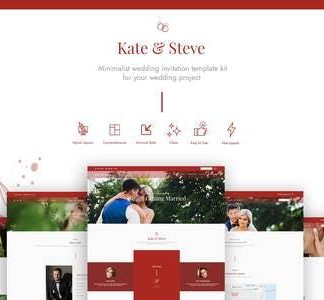 Kate & Steve - Wedding Invitation Elementor Pro Template Kit