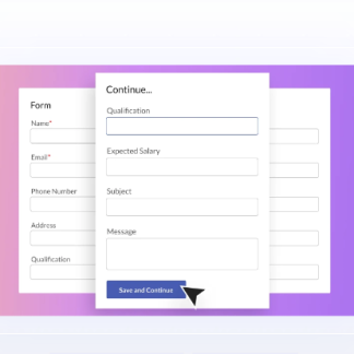 User Registration Save and Continue